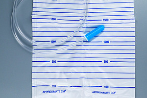 Disposable medical urine drainage bag with tubing and graduated scale. Sterile, a Health & Medical Photo by Rohan Photography