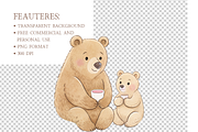 Mama Bear and Baby Clipart, an Illustration by MockupWizard (Thumbnail 4 of 5)