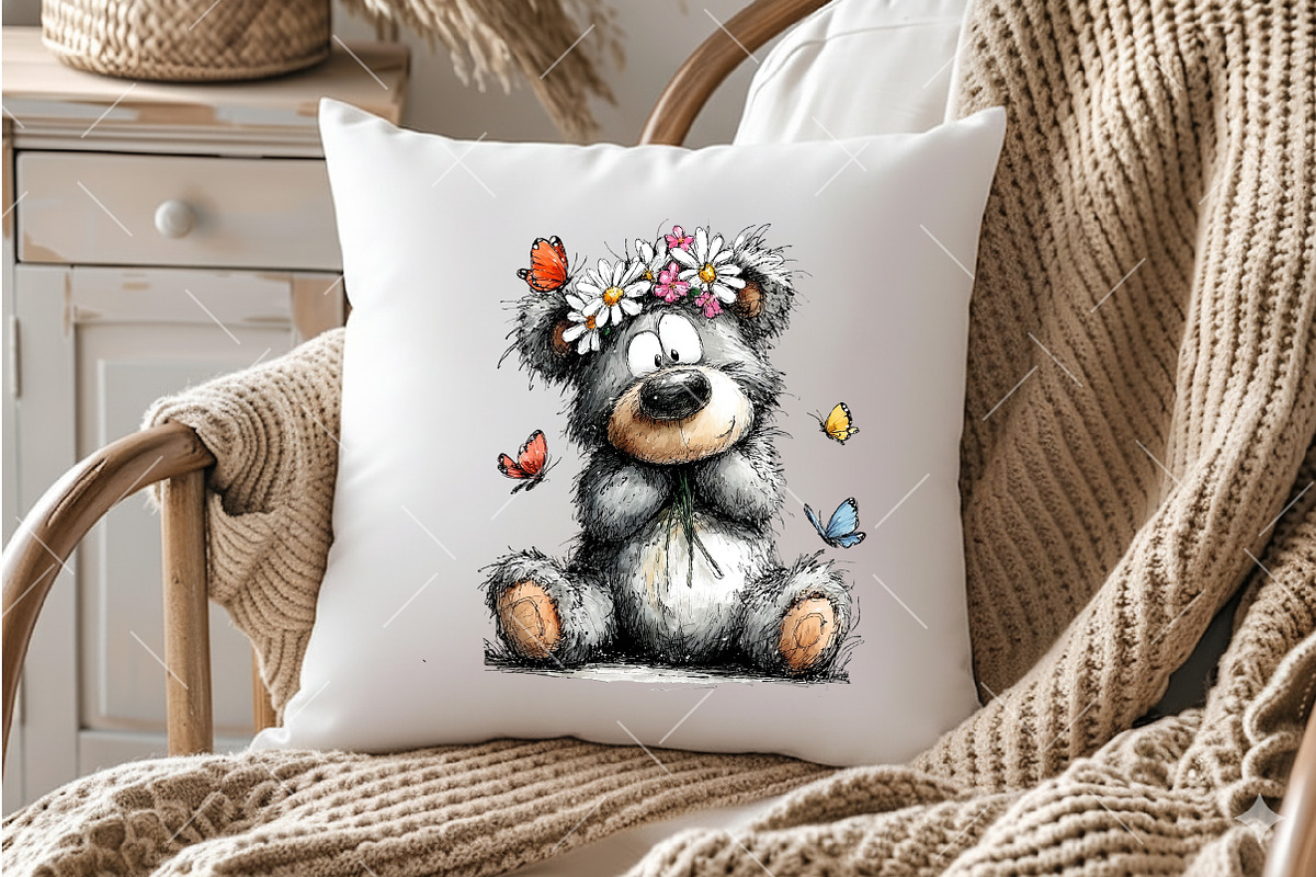 Whimsical Daisy Teddy Bear Clipart, a Seasonal Illustration by OK Design (Photo 4 of 6)