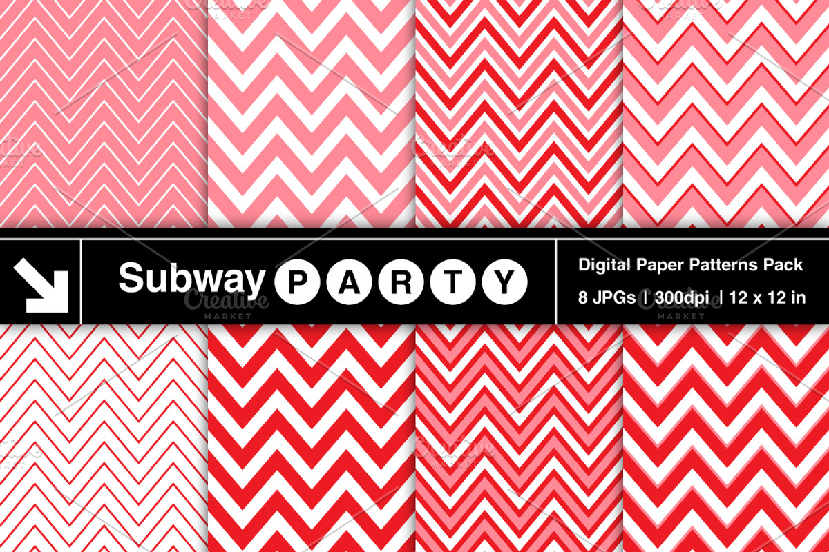 Pink, Red, White Chevron Papers