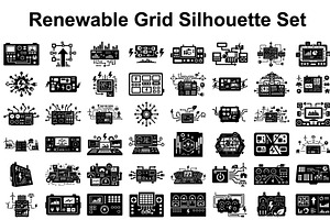 Renewable Grid Silhouette Set, a Graphic by hafijul