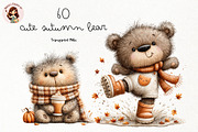 Cute Autumn Bear PNG Clipart Bundle, a Seasonal Illustration by Nicolle's Colorful Art (Thumbnail 1 of 5)
