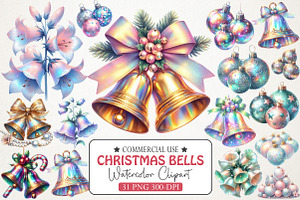 Iridescent Christmas Bells & Baubles, an Illustration by RobertsArt