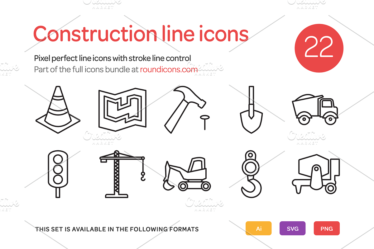Construction Line Icons Set, an Icon by Vectopus.com