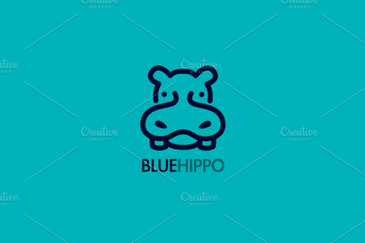 Blue Hippo Logo Design, a Branding & Logo Template by Crown Creative's Shop (Photo 1 of 2)