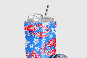 Preppy Red & Blue Lobster Pattern