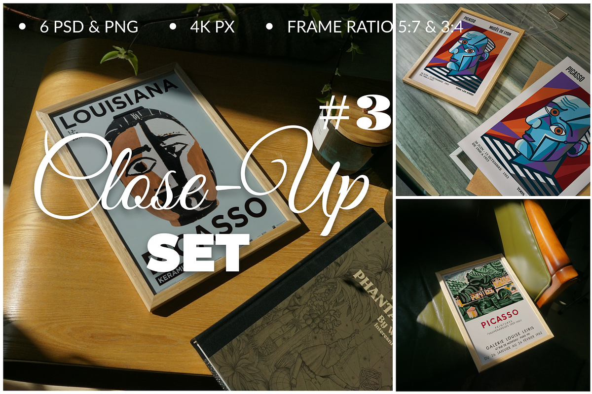 Frame Mockups Close-Up Set 6 PSD, a Product Mockup by SigaSigaMockup (Photo 1 of 4)