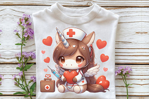 Unicorn Nurse Valentine PNG Clipart