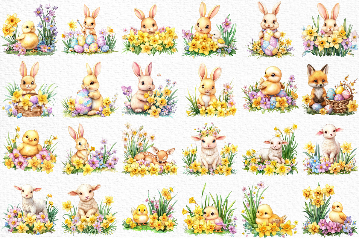 Watercolor Easter Spring Clipart, an Illustration by Craft Nest (Photo 5 of 12)