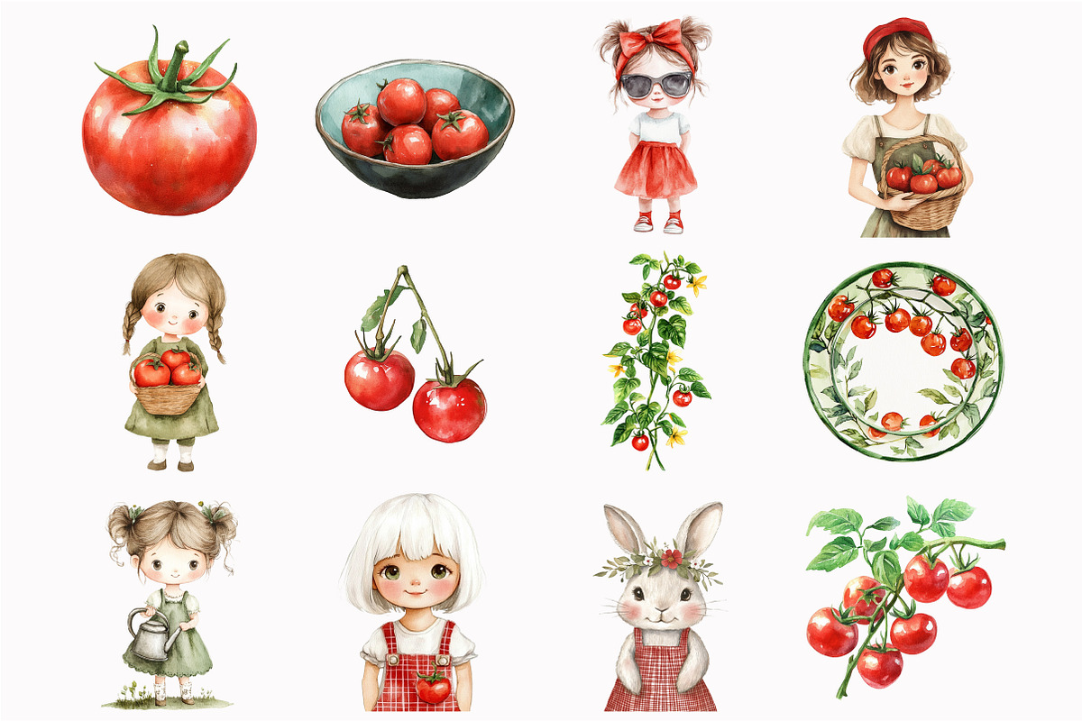 Tomato Girl Clipart, an Illustration by Design Market (Photo 4 of 4)
