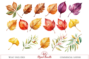 Autumn Leaves Clipart, a Decorative Illustration by MockupWizard (Thumbnail 3 of 5)