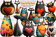 Funny Cat Big Heart Clipart Bundle., an Illustration by SVGArt (Thumbnail 1 of 8)