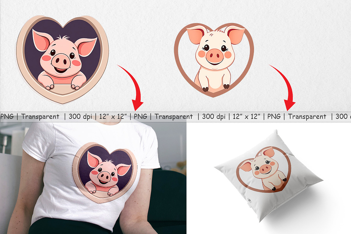 Clipart Heart Pig, a Graphic by Artnoy (Photo 2 of 5)