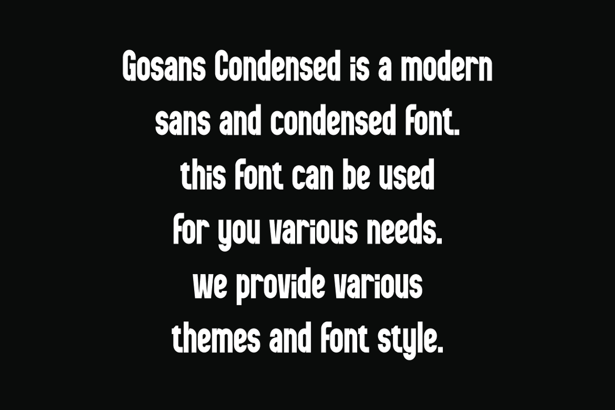 Gosans Condensed Font, a Sans Serif Font by Iqsiart Studio (Photo 5 of 9)