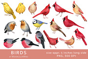 Birds Watercolor Clipart, an Animal Illustration by WatercolorWind (Thumbnail 2 of 3)