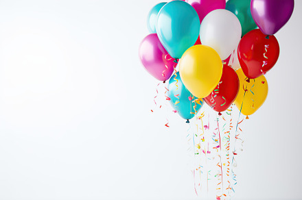Colorful balloons on white background, a Holiday Photo by AlyaAnd