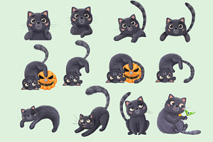 Cute Black Cat PNG Illustrations