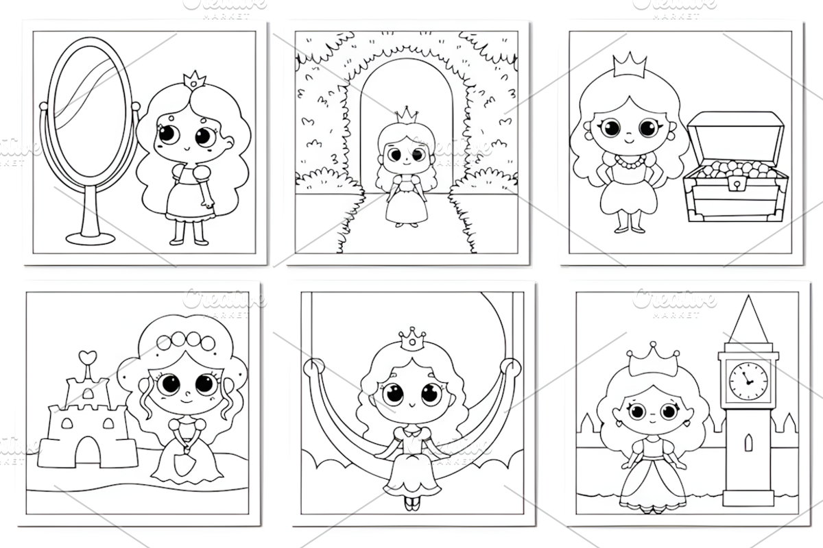 Kawaii Cute Princess Coloring Book, a Decorative Illustration by Ink Gallery (Photo 3 of 3)