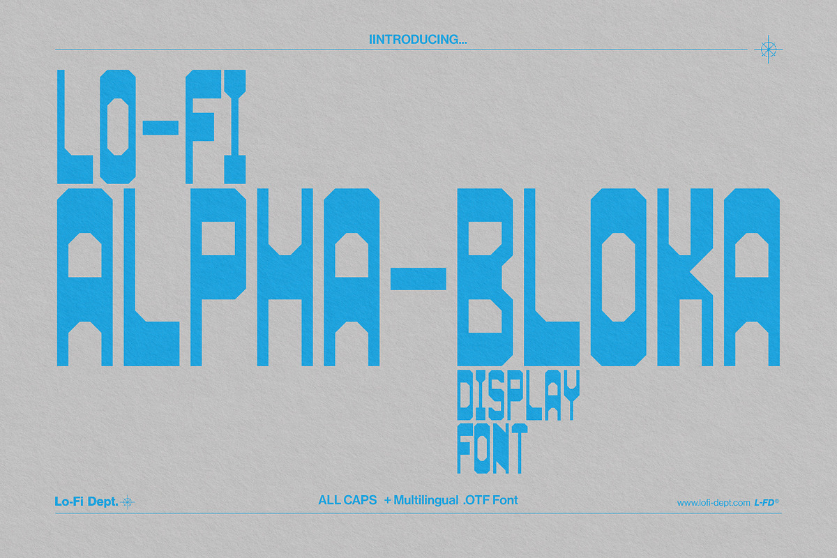 Lo-Fi ALPHA BLOKA Display Font, a Sans Serif Font by Lo-Fi Dept (Photo 1 of 6)