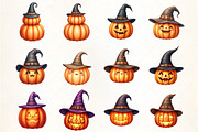 Pumpkin Witch Hat Clipart, an Illustration by CrexoraLab (Thumbnail 1 of 5)