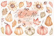 Watercolor Clipart Autumn Nature, a Seasonal Illustration by SirenaArt (Thumbnail 1 of 6)