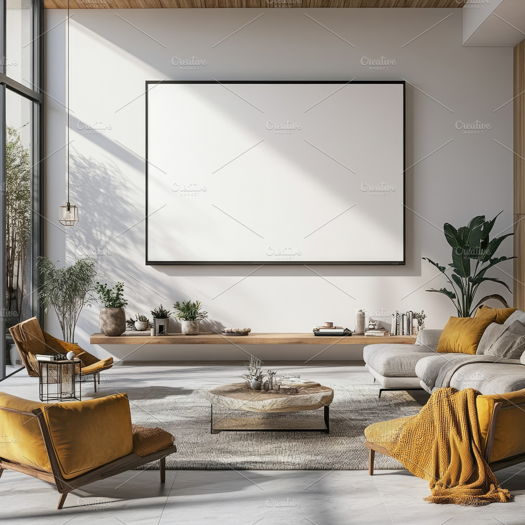 TV Mockup on Modern Living Area, an Architecture Photo by Virgo Studio