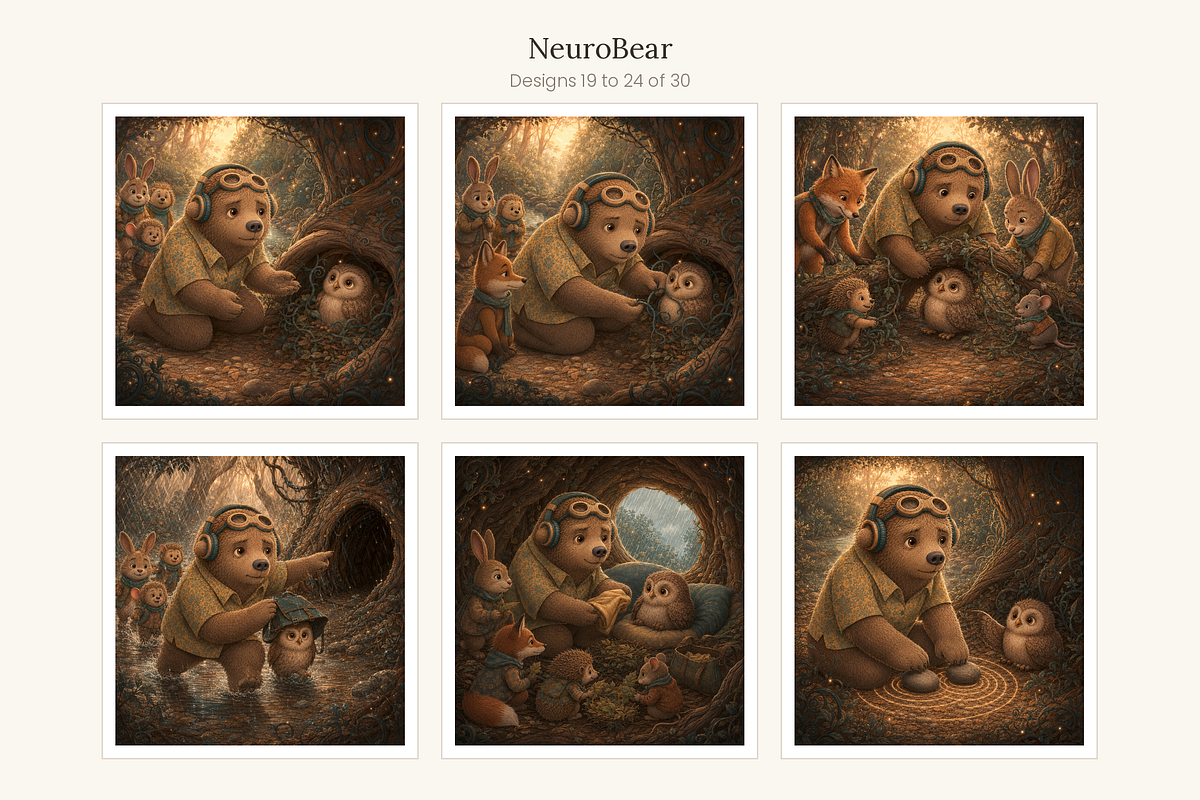 NeuroBear Storybook Set of 30, an Animal Illustration by LanternkinStudio (Photo 9 of 14)
