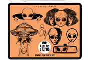Aliens & UFOs - Procreate Stamp Set, a Brush Add-On by LA Studio Sthlm (Thumbnail 2 of 6)