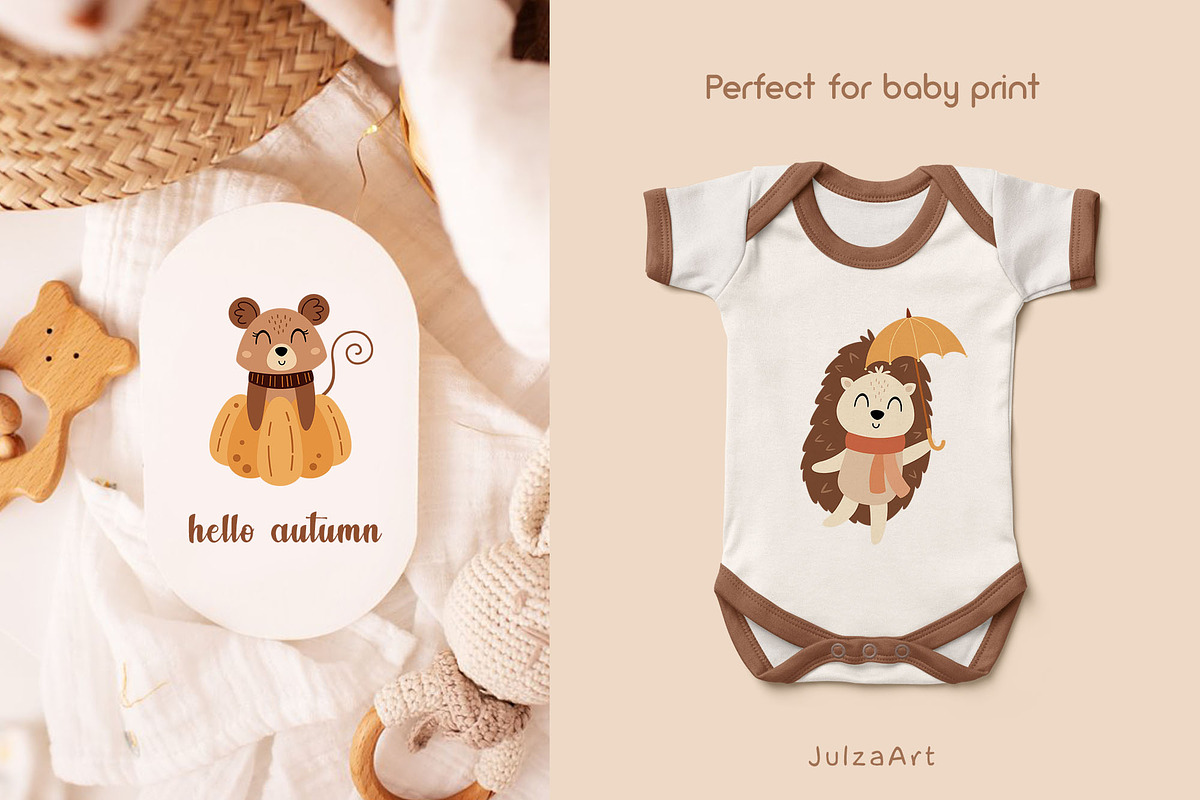 Fall animals and plants clipart, a Seasonal Illustration by JulzaArt (Photo 6 of 8)