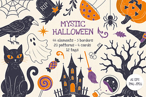 Mystical Halloween Vector Clipart, a Seasonal Illustration by Hanna's ArtLab