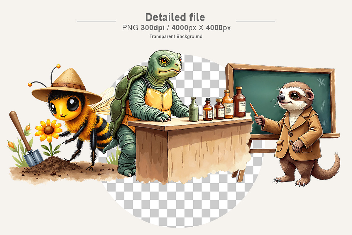 Career Animal Watercolor Clipart, an Animal Illustration by Artnoy (Photo 4 of 8)