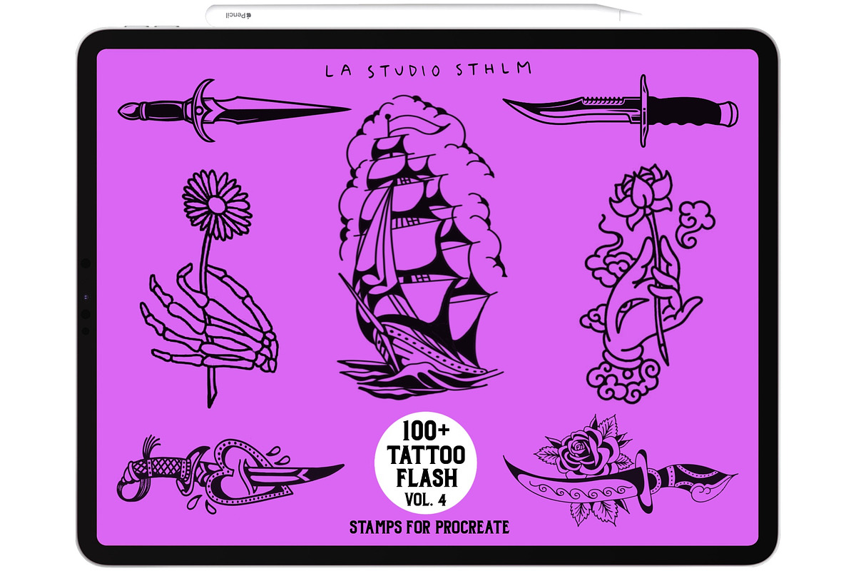 Tattoo Flash Vol. 4 - Procreate Stamp Set