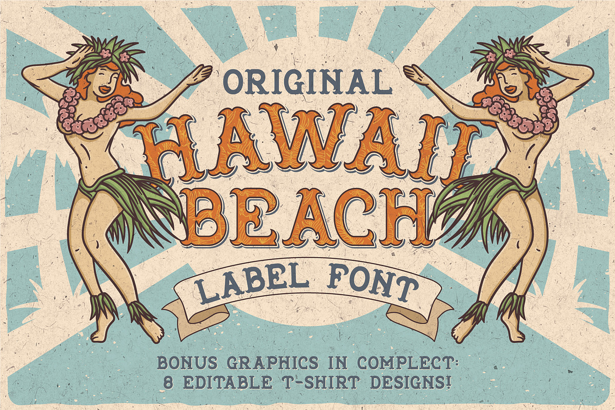 Hawaii Beach. Font & T-shirts