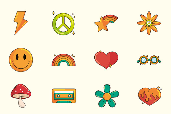 Groovy Retro Icons Set preview 2