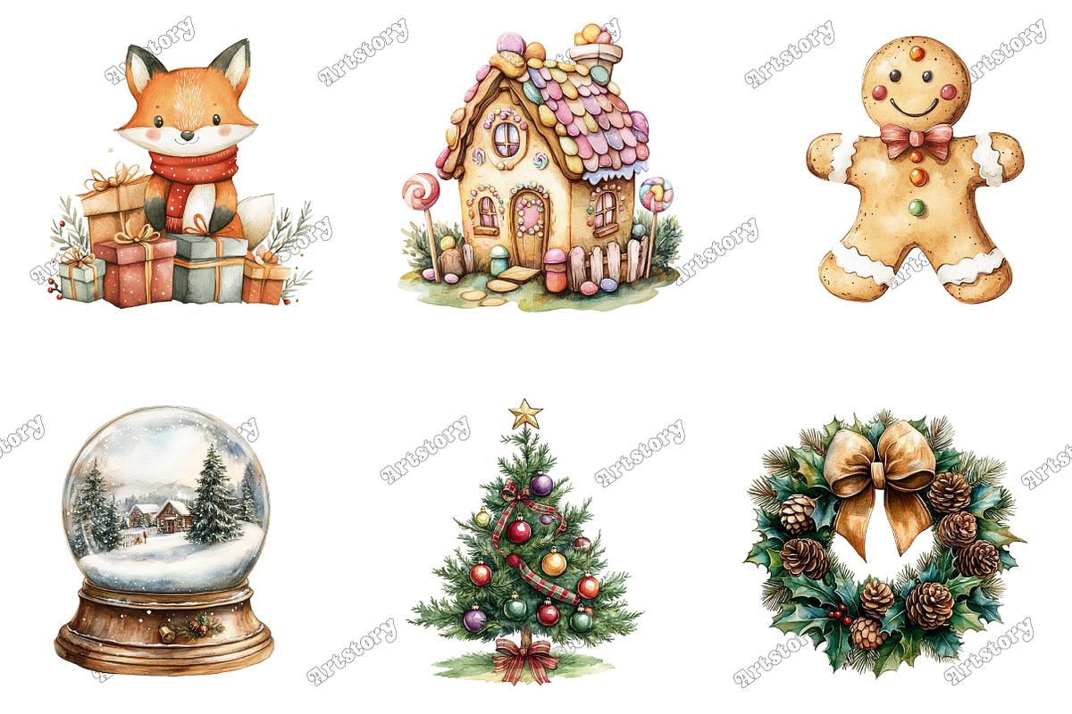 Whimsical Christmas Clipart, an Illustration by designcity5 (Photo 3 of 5)