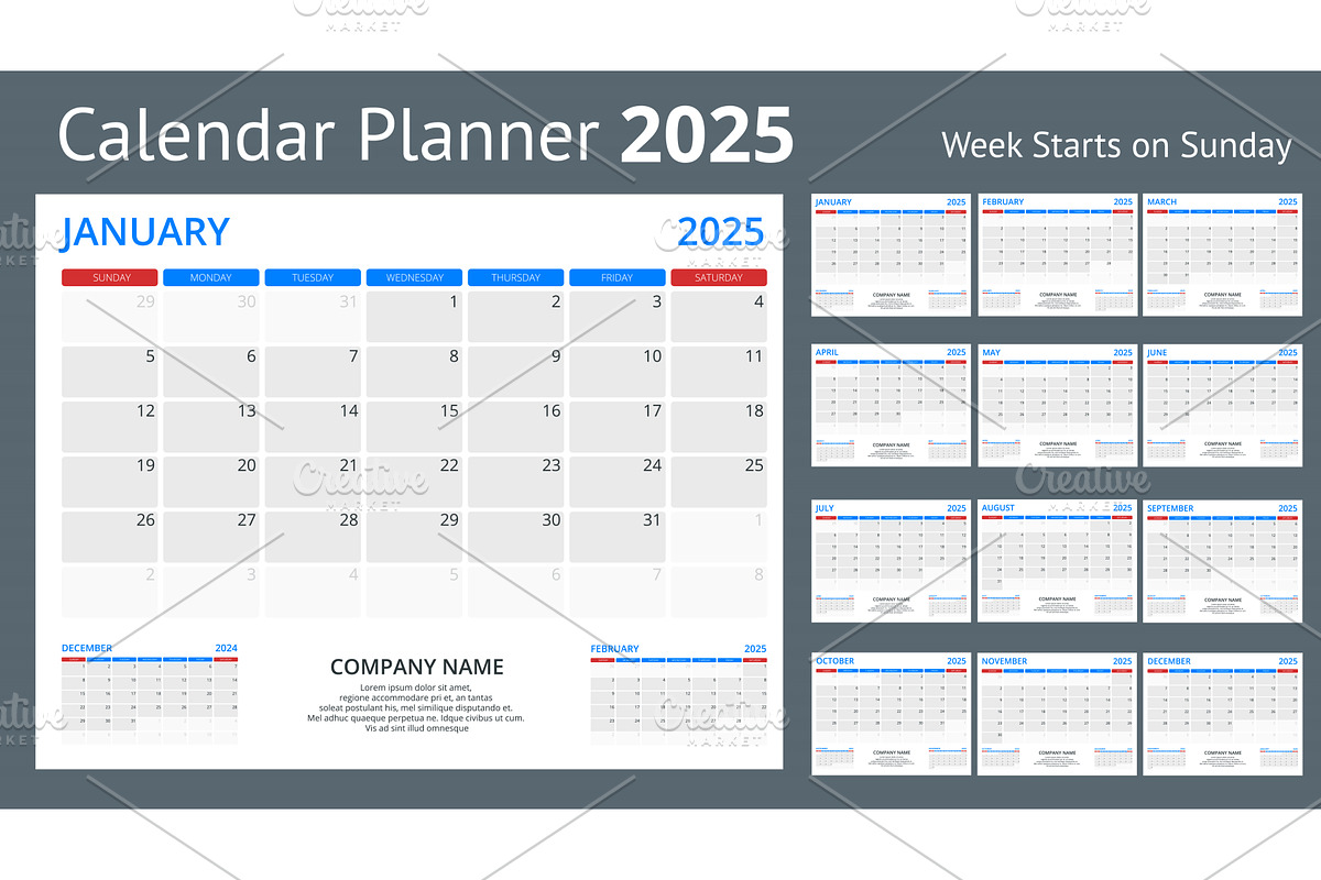Calendar planner for 2025. Vector, a Texture Illustration by Golden Sikorka
