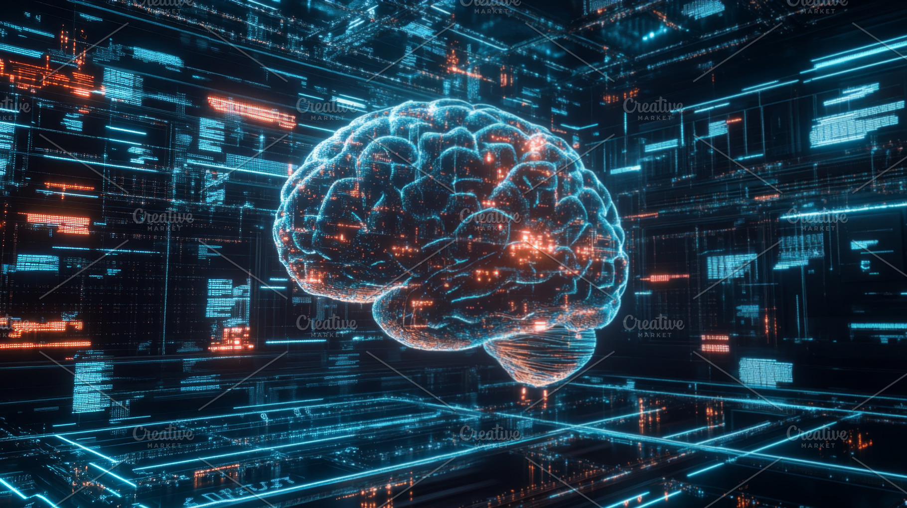 Futuristic Digital Brain with Neural Connections, an Abstract Photo by Natalia Klenova's Shop