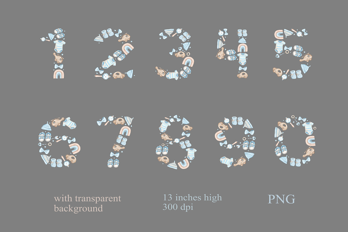 Watercolor Nursery numbers PNG, an Object Graphic by Alena Kurian (Photo 3 of 3)