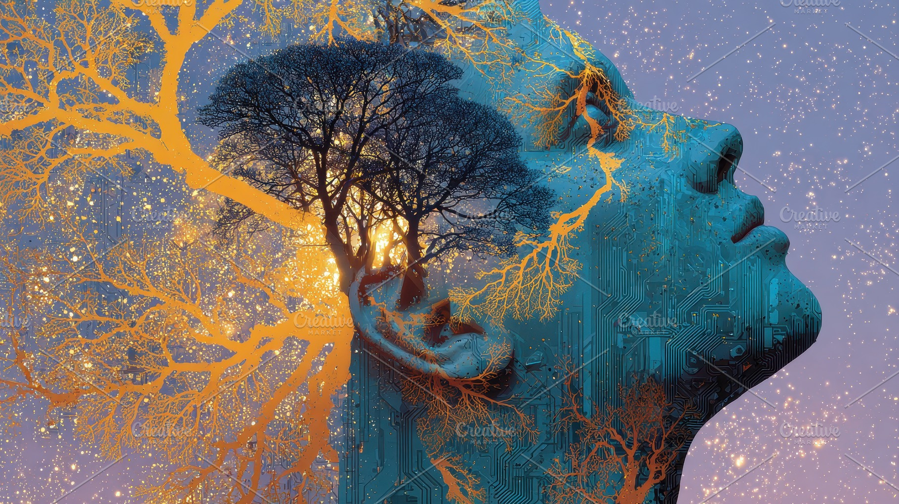 Digital Mind Nature Tree Circuitry S, an Abstract Photo by Pixeness Studio