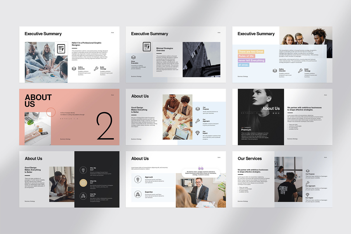 AURA Business Strategy Presentation, a Presentation Template by GoldenPixelStudio (Photo 8 of 30)