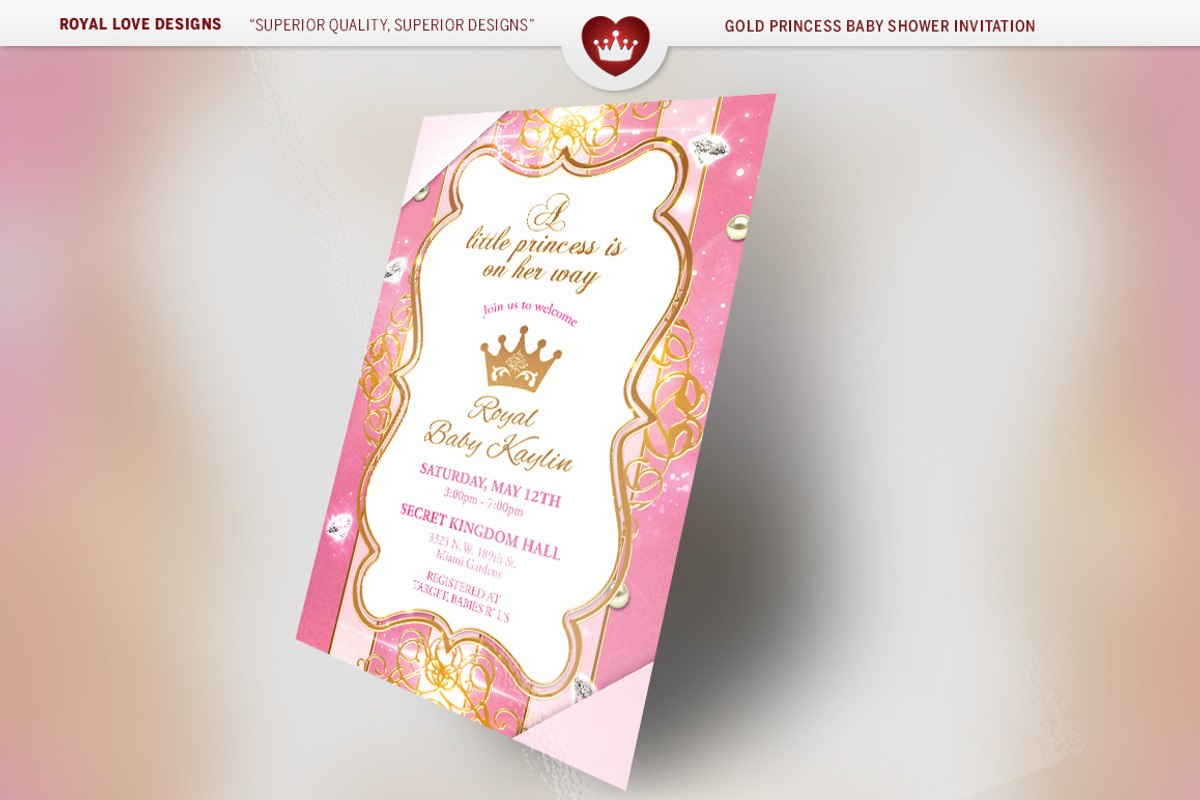 Gold Princess Baby Shower Set, an Invitation Template by Royallove (Photo 1 of 4)