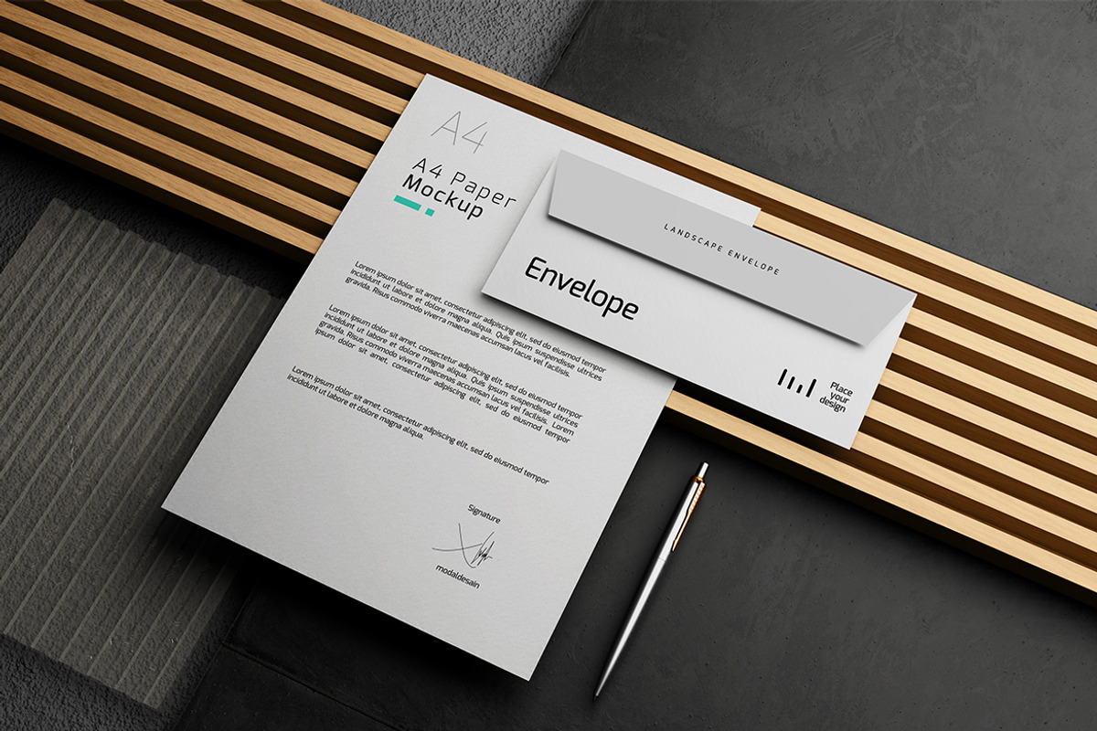 Envelope and A4 Paper Mockup, an Advertising Mockup by Modaldesain (Photo 4 of 4)