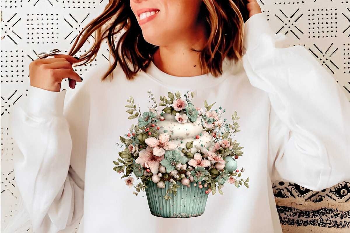 Whimsical spring cupcake clipart, an Illustration by SinaCreation (Photo 9 of 11)