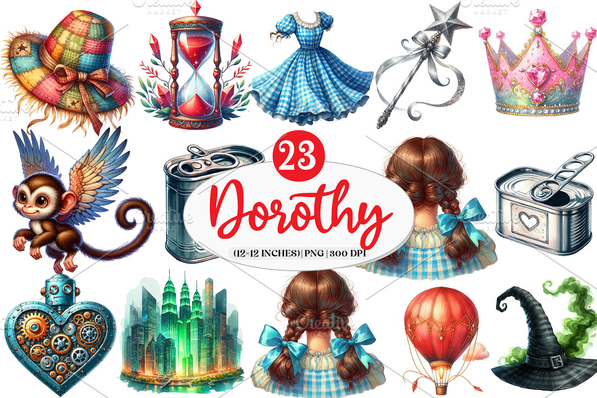Wizard of Oz Clipart Dorothy Clipart, an Illustration by Watercolor design (Photo 1 of 4)