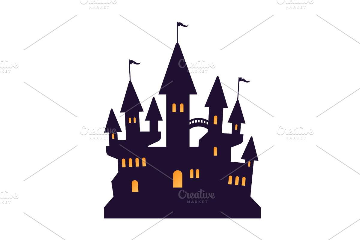 Cartoon Halloween Spooky Castle, an Object Illustration by kotoffei
