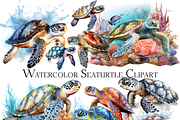 Watercolor Sea Turtle Clipart, an Object Graphic by ArtisticTimberStudio (Thumbnail 1 of 2)