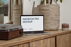 Realistic Staged MacBook Pro Mockup