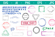Grungy Letters and Frames for Stamps, a Texture Graphic by Watercolor_Vector Graphic (Thumbnail 1 of 2)