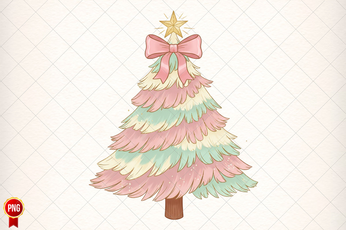 Hand Painted Coquette Christmas Tree, an Illustration by SinaCreation (Photo 1 of 7)