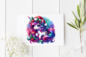 Christmas Cute Unicorn Clipart